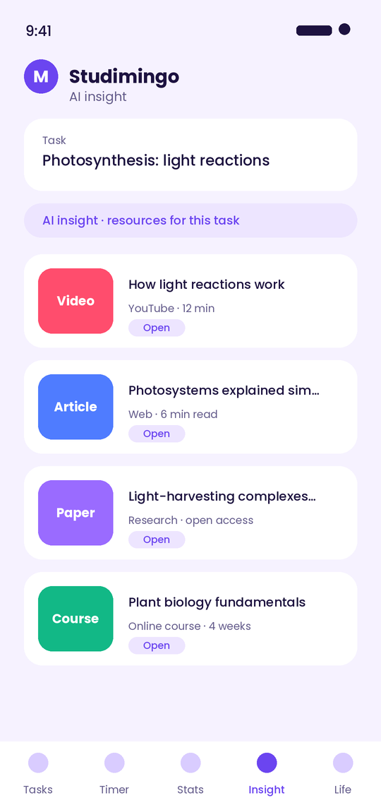 Studimingo app screen 4